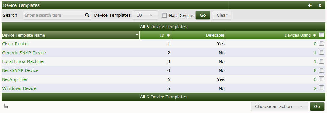 Device Templates Page