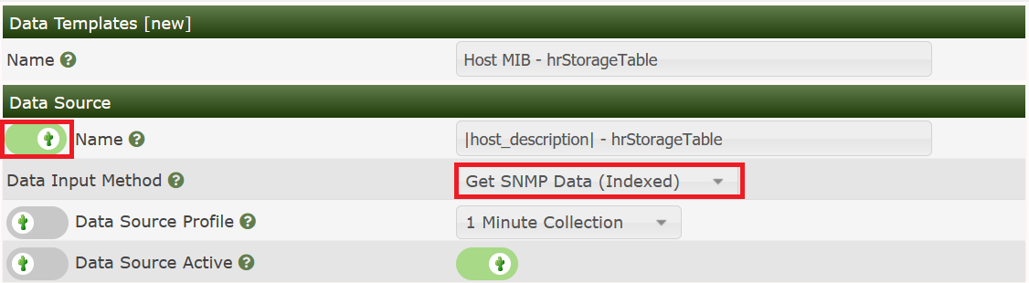 SNMP Table 2 - Data Template